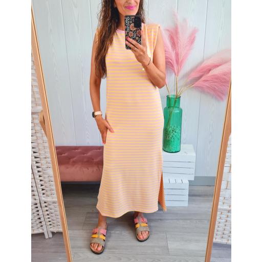 Vestido Hombreras Rayas Amarillo/Rosa [1]