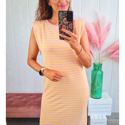 Vestido Hombreras Rayas Amarillo/Rosa [2]