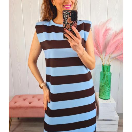 Vestido Hombreras Rayas Azules [2]