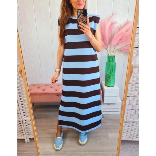 Vestido Hombreras Rayas Azules [3]