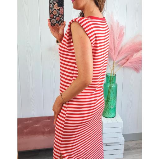 Vestido Hombreras Rayas Rojo/Rosa [1]