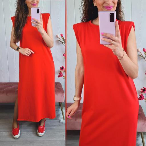 Vestido Hombreras Rojo