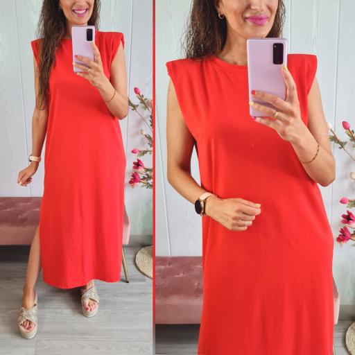 Vestido Hombreras Rojo