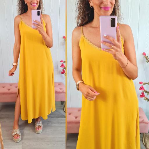 Vestido Lencero Mostaza