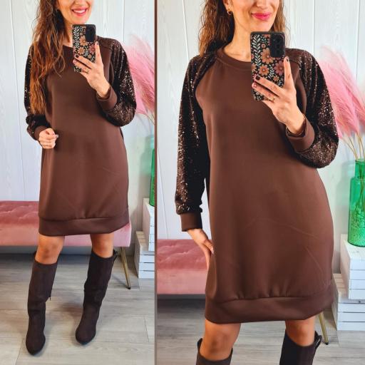 Vestido Lentejuelas Chocolate