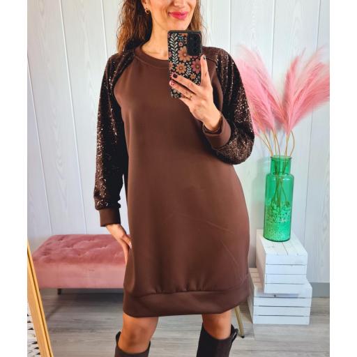 Vestido Lentejuelas Chocolate [2]