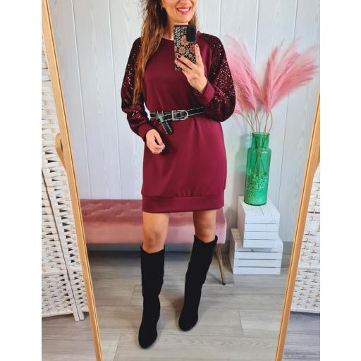 Vestido Lentejuelas Granate [3]