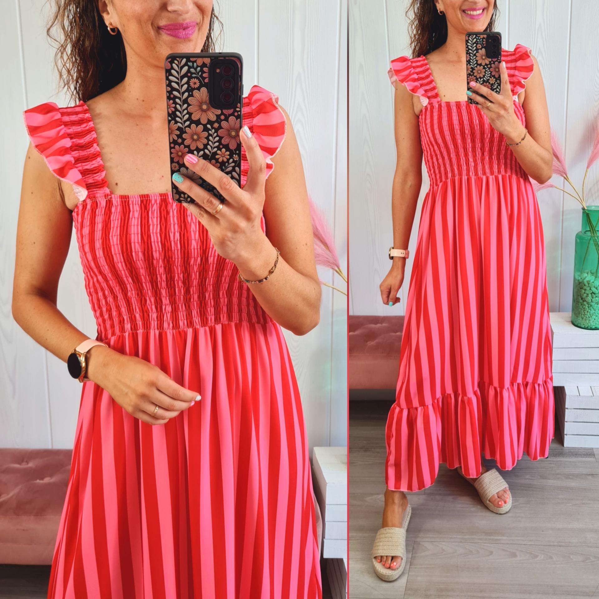 Vestido Mariola Rojo/Rosa