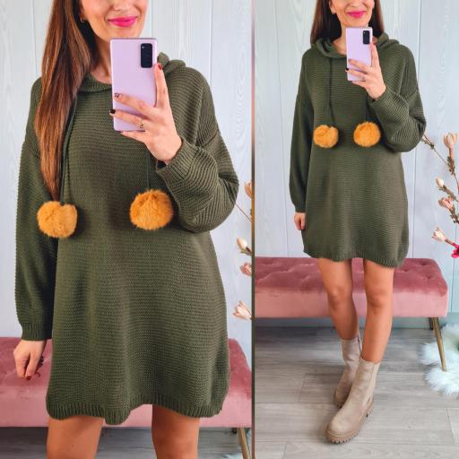 Vestido Militar Pompones