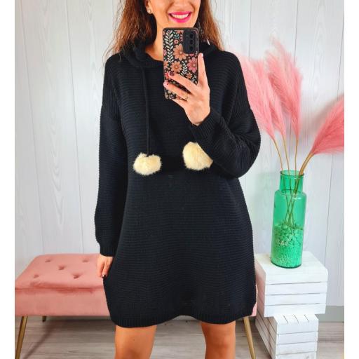 Vestido Negro Pompones [1]
