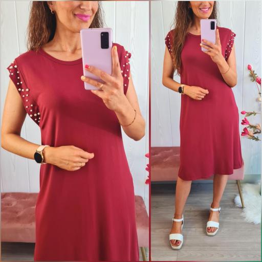 Vestido Perlas Granate [0]