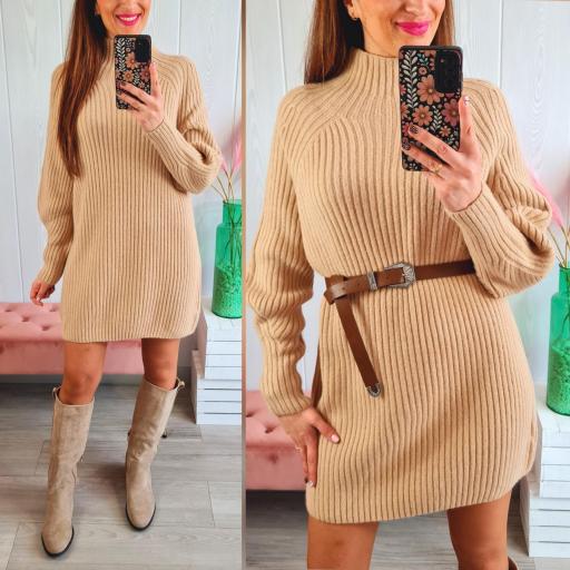 Vestido Punto Camel