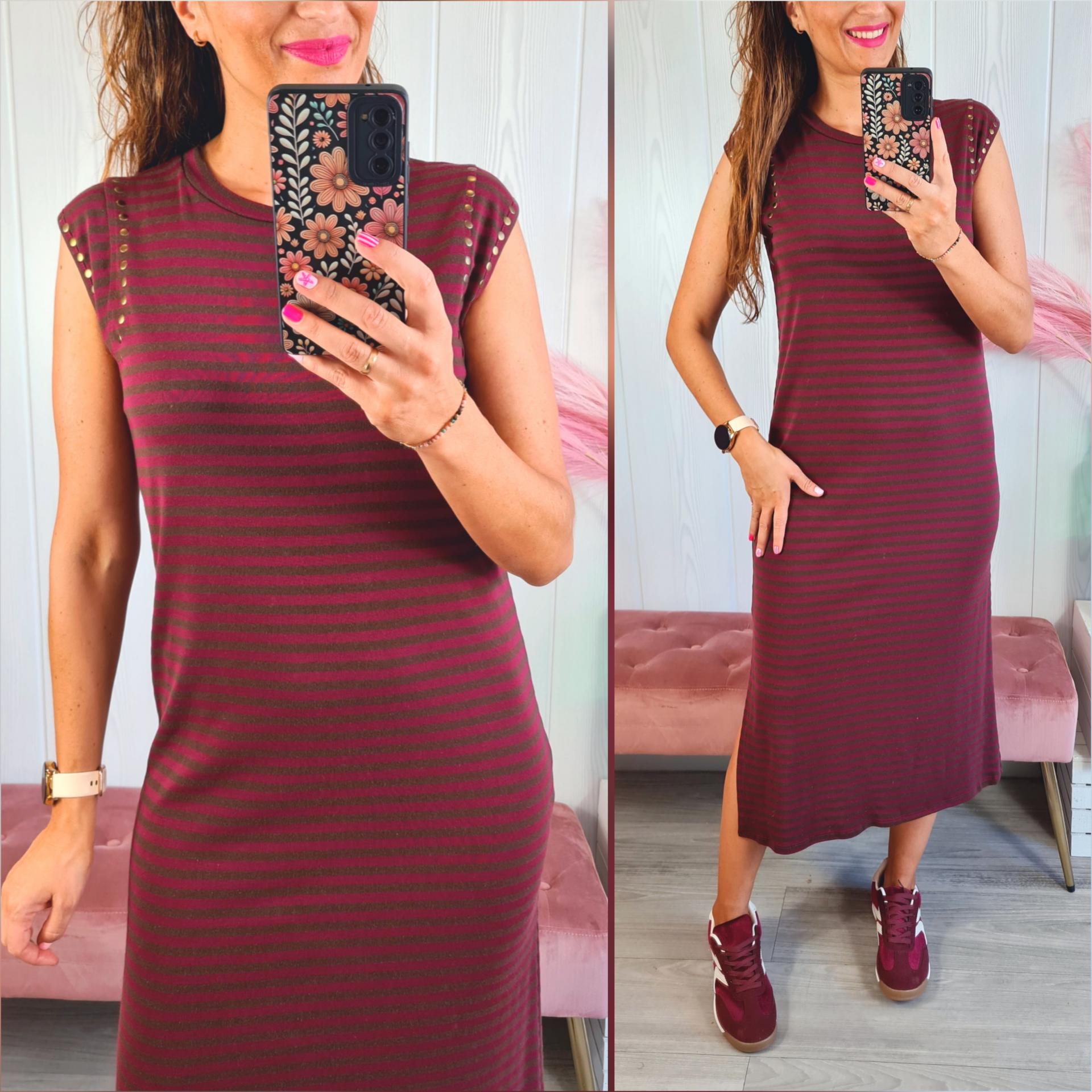 Vestido Rayas Granate