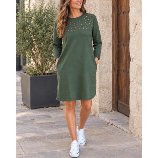 Vestido Verde Tachas
