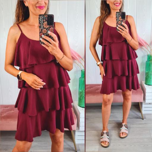 Vestido Granate Volantes [0]