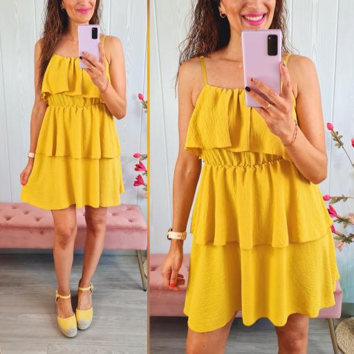 Vestido Volantes Mostaza