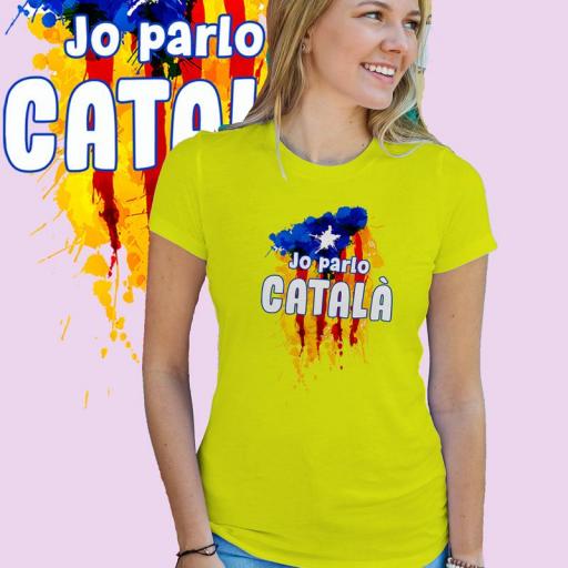  Jo parlo Català+ESTELADA samarreta de dona B/N/G [2]