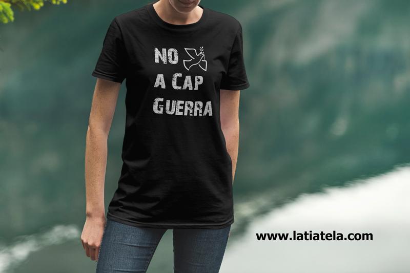 NO a Cap Guerra, samarreta de dona B/N/G/Blau cel