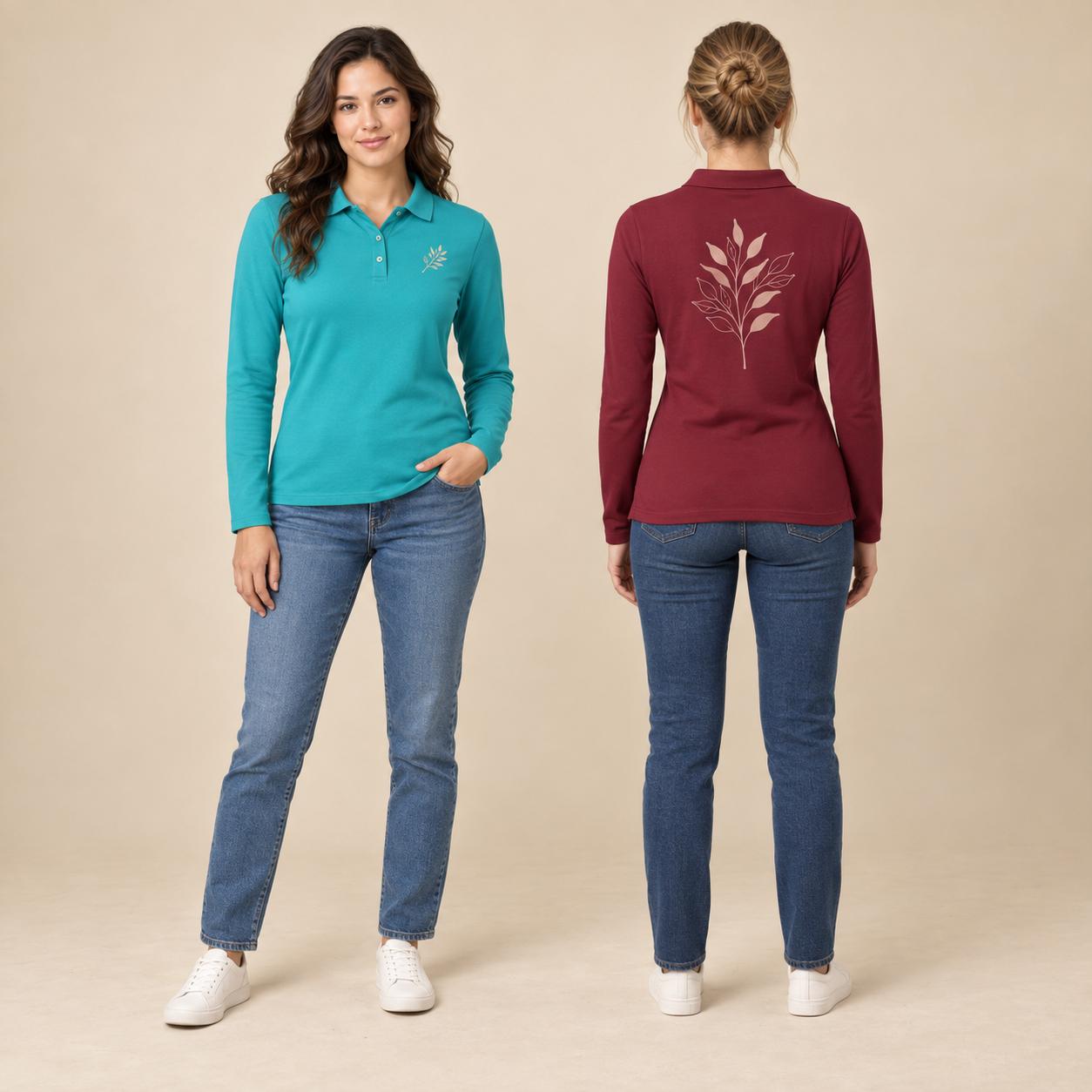 Polo de dona de màniga llarga personalitzat POPL 200 LS