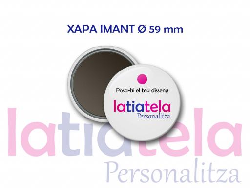 Xapa amb imant Ø 59 mm. Personalitzada