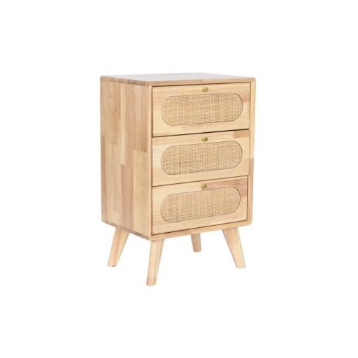 Cajonera rubberwood ratan dorado