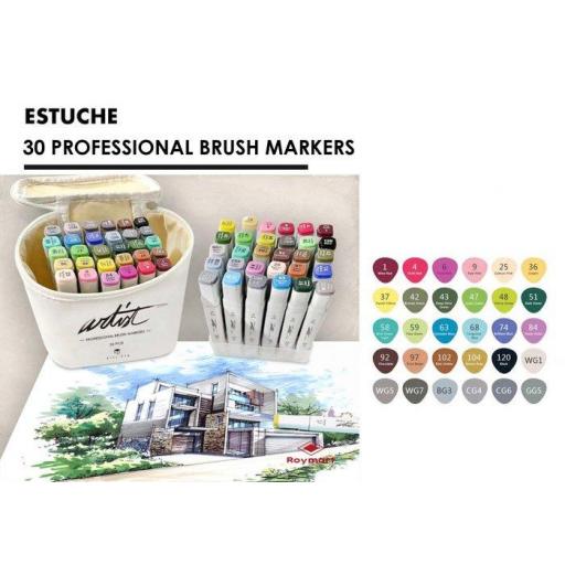 ROTULADORES CANVAS LUXE PROFESSIONAL BRUSH MARKER 30 COLORES