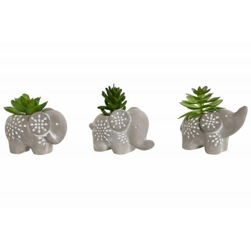 Set 3 figuras elefante con planta artificial [1]