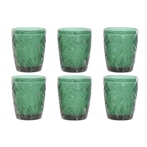 Set 6 vasos cristal con relieve hojas 300 ml
