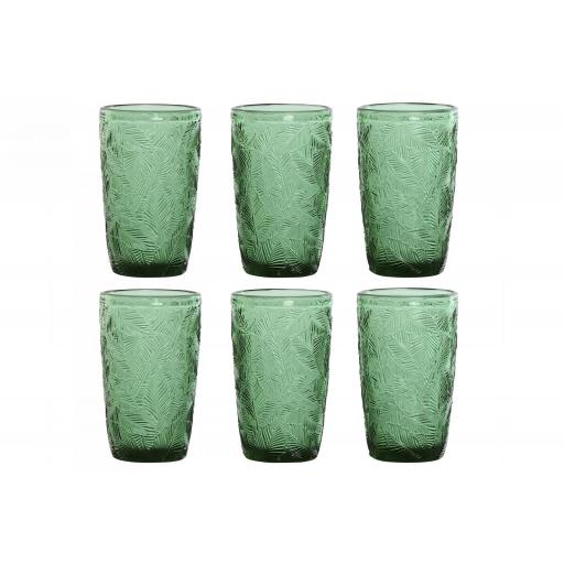 Set 6 vasos cristal con relieve hojas 370 ml [0]