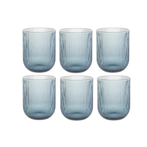 Set 6 vasos cristal rayado azul 240 Ml