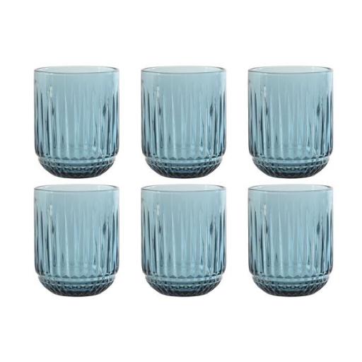 Set 6 vasos cristal rayado azul 275 Ml