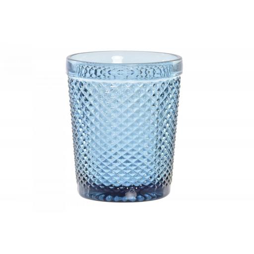 Set de 6 vasos cristal relieve azul
