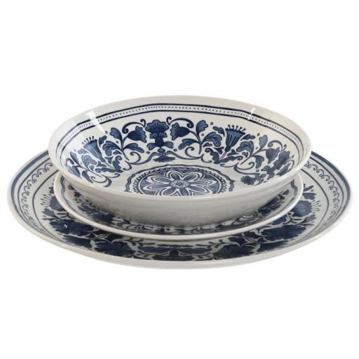 Vajilla 18 piezas porcelana étnica azul [3]