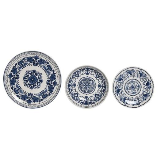 Vajilla 18 piezas porcelana étnica azul