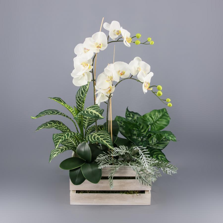 Cajón plantas artificiales orquidea