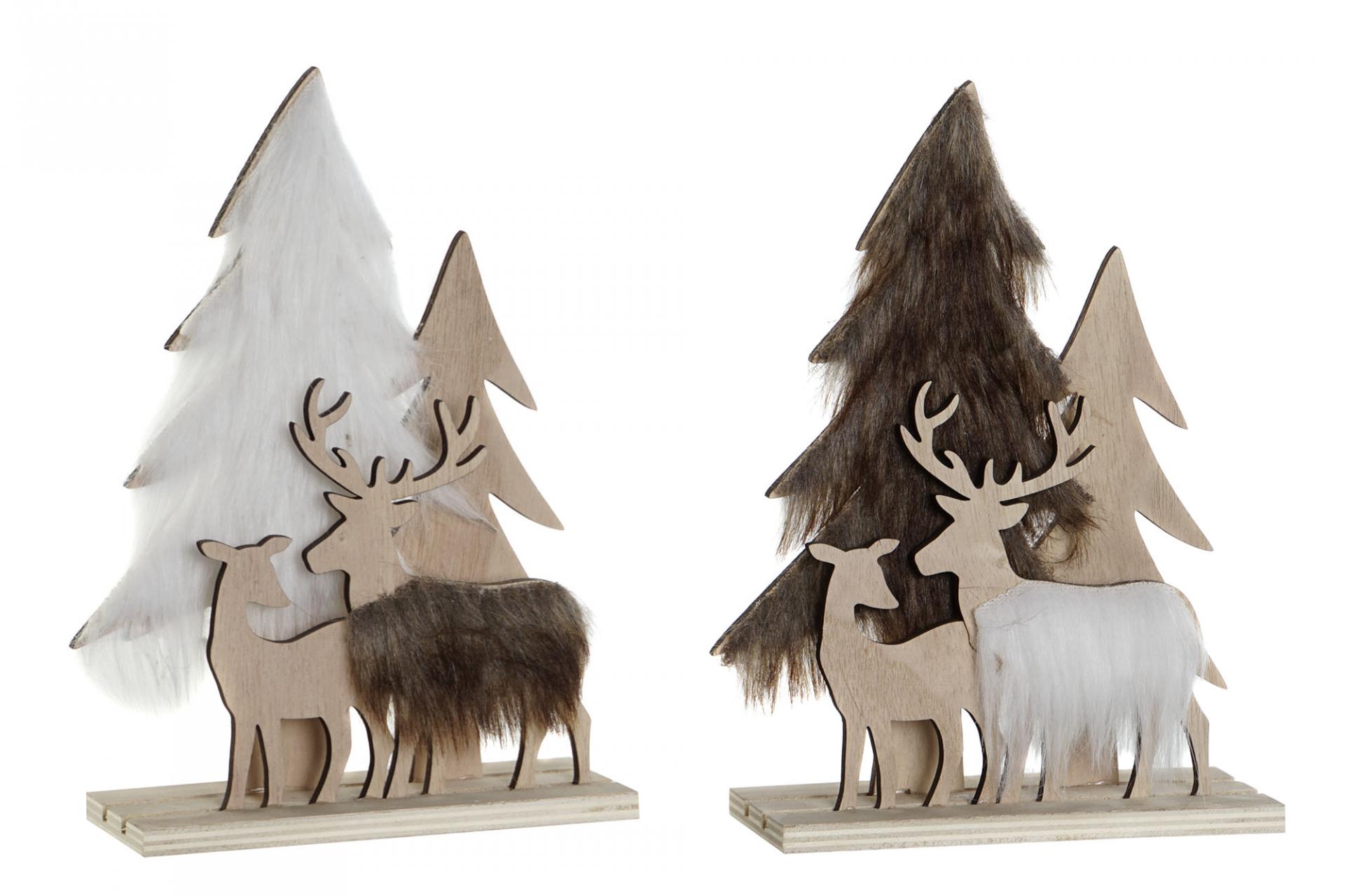 Decoración navideña renos madera