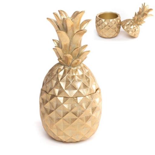 Figura piña dorado con tapa 