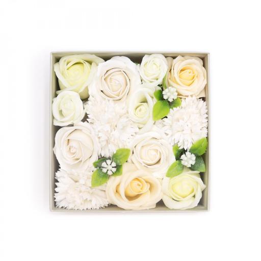 Flores de jabón - Caja Cuadrada -Blanco y Marfil [1]