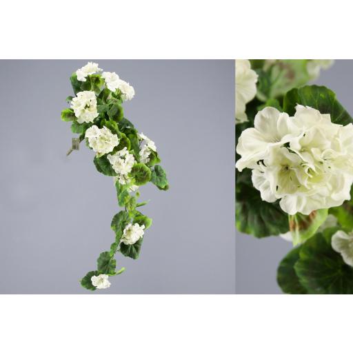Geranio artificial colgante blanco