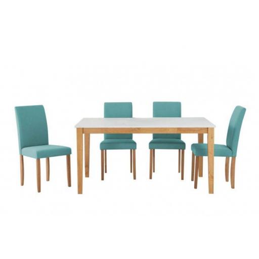 Set mesa comedor con 4 sillas roble
