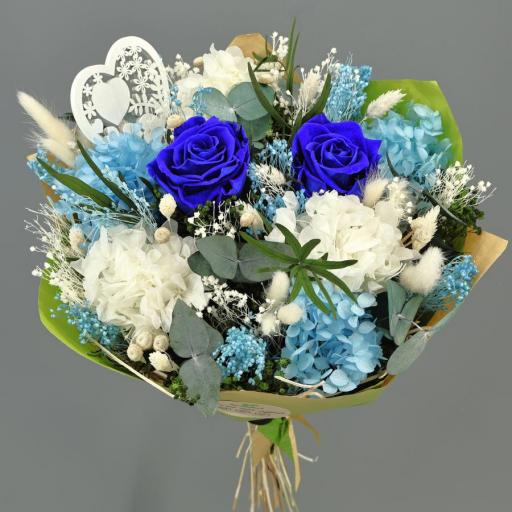 Ramo flores secas y preservadas valentino azul