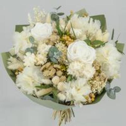 Ramo flores secas y preservadas valentino blanco
