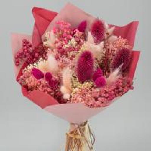 Ramo flores secas y preservadas carmi fucsia