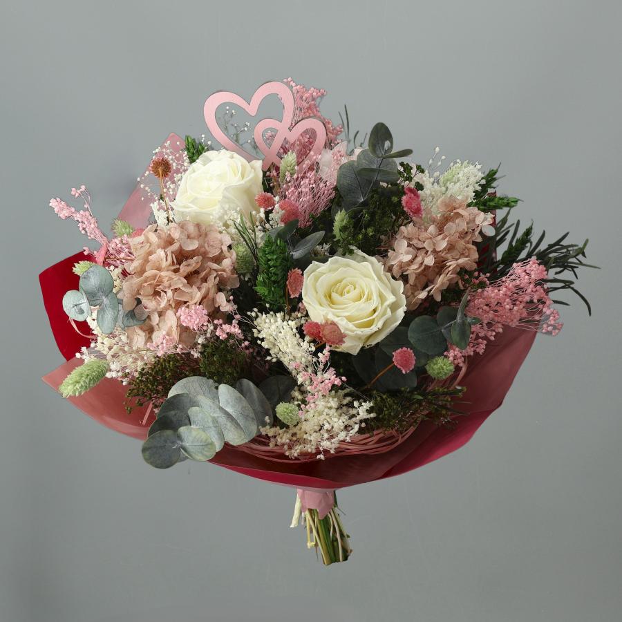 Ramo flores secas y preservadas valentino rosa