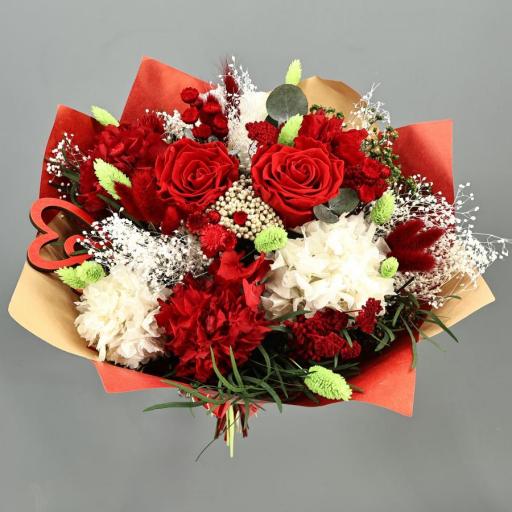Ramo flores secas y preservadas valentino rojo