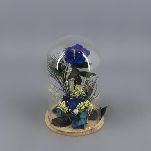 Rosa eterna con cúpula preservada color azul [0]