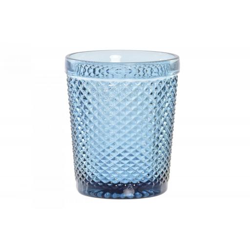 Set 6 vasos cristal con relieve azul