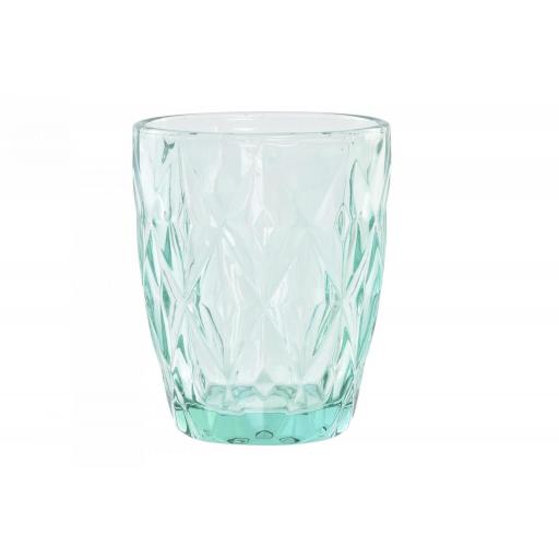 Set 6 vasos cristal con relieve 240 ml turquesa