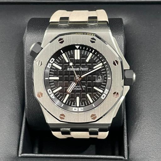 Audemars Piguet Diver 42mm ref.15710ST,l with open back case from 2019 full set card warranty like new