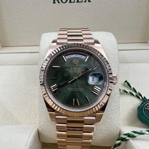 Rolex Day-Date 40mm ref.228235 Olive Green 60th Anniversary President Rose Gold FULL SET 2019  [0]